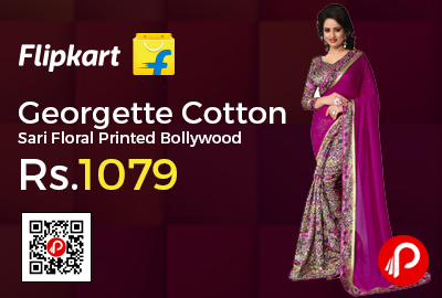 Georgette Cotton Sari Floral Printed Bollywood