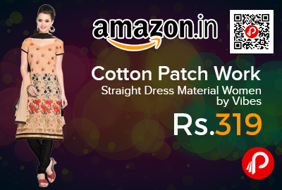 Cotton Patch Work Straight Dress Material Women