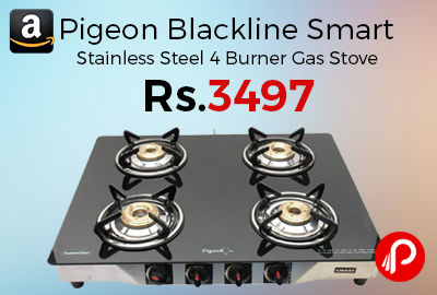 Pigeon Blackline Smart Stainless Steel 4 Burner Gas Stove