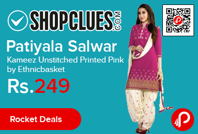 Patiyala Salwar Kameez Unstitched Printed Pink