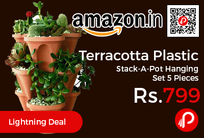 Terracotta Plastic Stack-A-Pot Hanging Set 5 Pieces