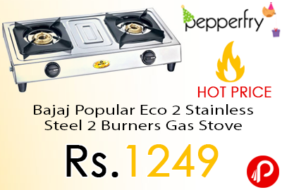 Bajaj Popular Eco 2 Stainless Steel 2 Burners Gas Stove
