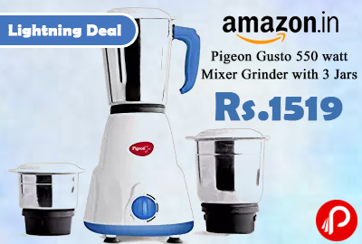 Pigeon Gusto 550 watt Mixer Grinder with 3 Jar