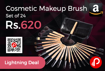 Cosmetic 24 Piece Makeup Brush Set with Black Leather Case