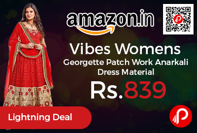 Vibes Womens Georgette Patch Work Anarkali Dress Material