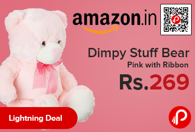Dimpy Stuff Bear Pink with Ribbon