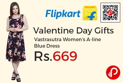 Vastrasutra Women's A-line Blue Dress at Rs.669
