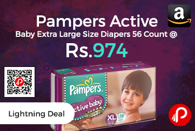 Pampers Active Baby Extra Large Size Diapers 56 Count @ Rs.974 Only - Amazon