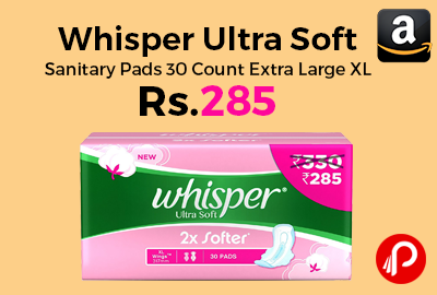 Whisper Ultra Soft Sanitary Pads 30 Count Extra Large XL