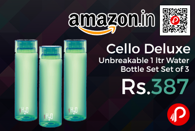 Cello Deluxe Unbreakable 1 ltr Water Bottle Set Set of 3