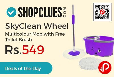 SkyClean Wheel Multicolour Mop with Free Toilet Brush