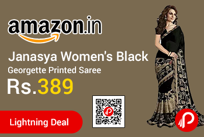 Janasya Women's Black Georgette Printed Saree