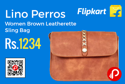 Lino Perros Women Brown Leatherette Sling Bag