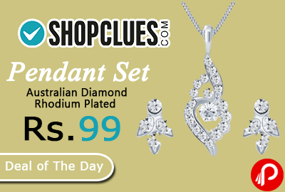 Pendant Set Australian Diamond Rhodium Plated