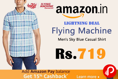 Flying Machine Men's Sky Blue Casual Shirt