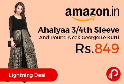 Ahalyaa 3/4th Sleeve And Round Neck Georgette Kurti