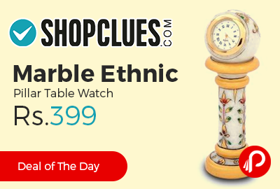 Marble Ethnic Pillar Table Watch
