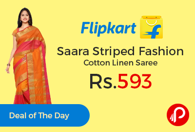Saara Striped Fashion Cotton Linen Saree