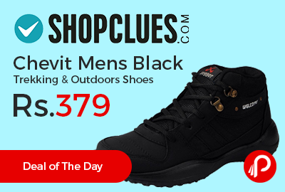 Chevit Mens Black Trekking & Outdoors Shoes