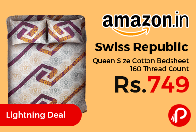 Swiss Republic Queen Size Cotton Bedsheet 160 Thread Count