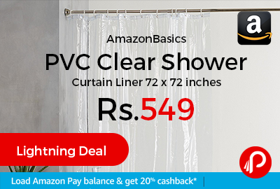 AmazonBasics PVC Clear Shower Curtain Liner 72 x 72 inches