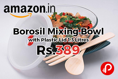 Borosil Mixing Bowl with Plastic Lid 1.3 Litres