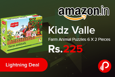 Kidz Valle Farm Animal Puzzles 6 X 2 Pieces