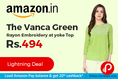 The Vanca Green Rayon Embroidery at yoke Top