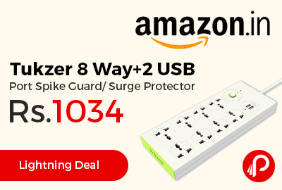Tukzer 8 Way+2 USB Port Spike Guard/ Surge Protector