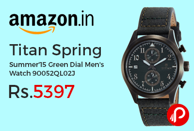 Titan Spring Summer'15 Green Dial Men's Watch 90052QL02J
