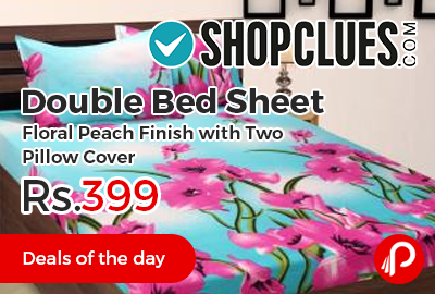 Double Bed Sheet Floral Peach Finish with Two Pillow Cover