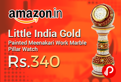 Little India Gold Painted Meenakari Work Marble Pillar Watch