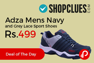Adza Mens Navy and Grey Lace Sport Shoes