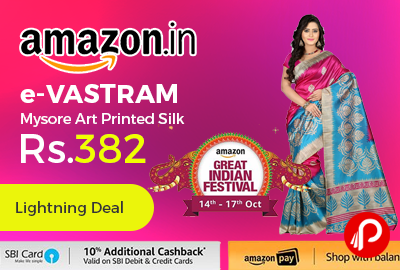 e-VASTRAM Mysore Art Printed Silk