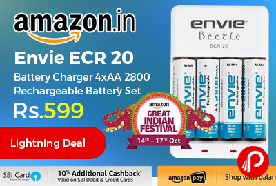 Envie ECR 20 Battery Charger 4xAA 2800 Rechargeable Battery Set