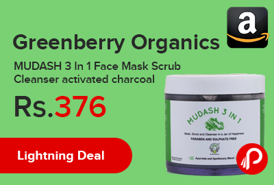 Greenberry Organics MUDASH 3 In 1 Face Mask Scrub Cleanser activated charcoal