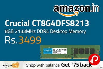 Crucial CT8G4DFS8213 8GB 2133MHz DDR4 Desktop Memory