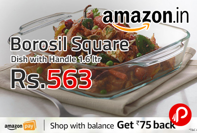 Borosil Square Dish with Handle 1.6 ltr