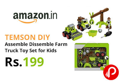 TEMSON DIY Assemble Dissemble Dissembling Farm Truck Toy Set for Kids @ 199 - Amazon India