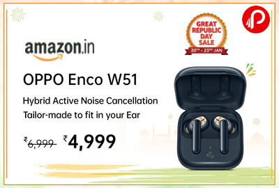 OPPO ENCO W51 True Wireless Earphone (Floral White) @ 4,499 - Amazon India