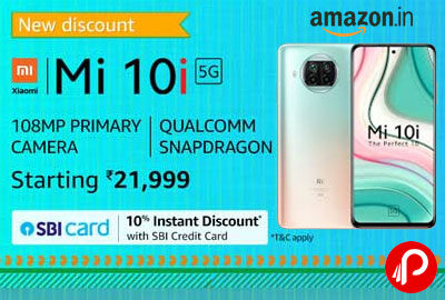 Mi 10i 5G (Atlantic Blue, 6GB RAM, 128GB Storage) @ 21,999 - Amazon India
