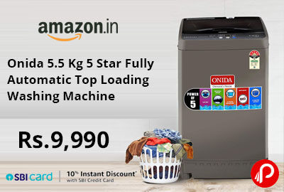 Onida 5.5 Kg 5 Star Fully-Automatic Top Loading Washing Machine @ 9,990 - Amazon India