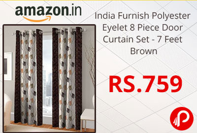 India Furnish Polyester Eyelet 8 Piece Door Curtain Set - 7 Feet, (Set of 8) for Rs.759