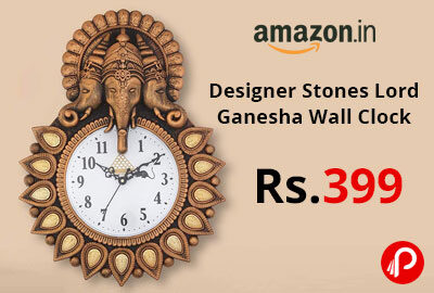Designer Stones Lord Ganesha Wall Clock @ 399 - Amazon India