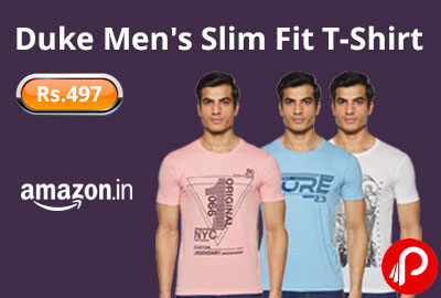 Duke Men's Slim Fit T-Shirt @ 497 - Amazon India
