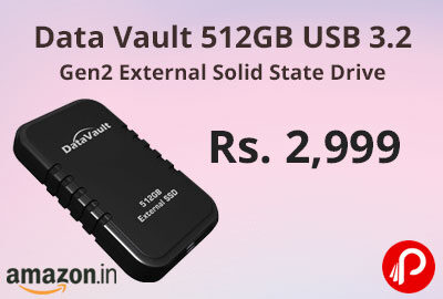 Data Vault 512GB USB 3.2 Gen2 External Solid State Drive @ 2,999 - Amazon India