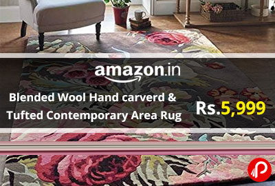 Blended Wool Hand carverd & Tufted Contemporary Area Rug @ 5,999 - Amazon India