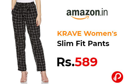 KRAVE Women's Slim Fit Pants @ 589 - Amazon India