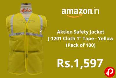 Aktion Safety Jacket J-1201 Cloth 1" Tape - Yellow (Pack of 100) @ 1597 - Amazon India