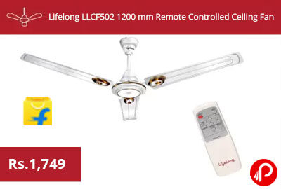 Lifelong LLCF502 1200 mm Remote Controlled 3 Blade Ceiling Fan at 1,749 - Flipkart